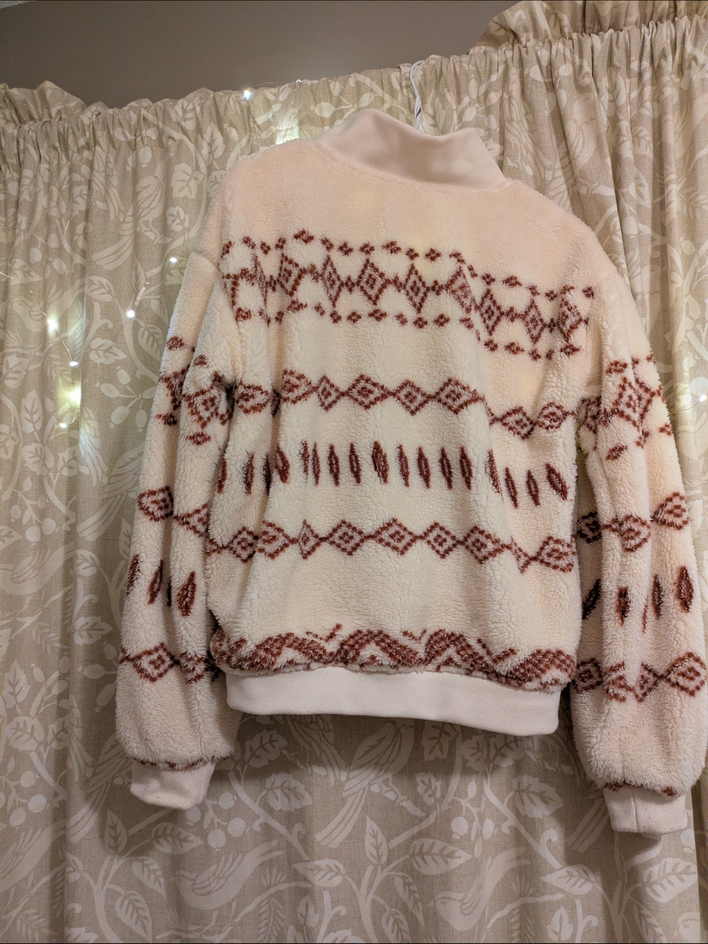 Thread & Supply Cream Sherpa Jacket with Rust Pattern - Picture 2 of 3